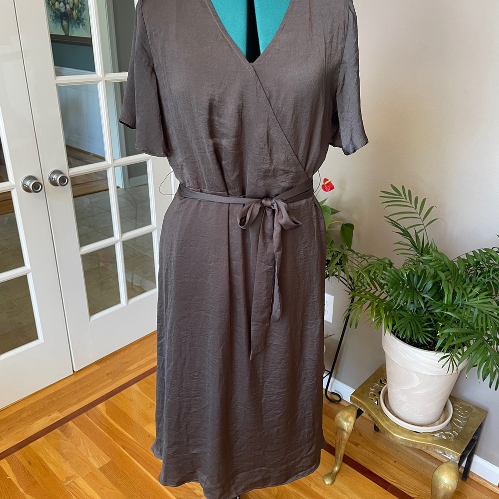 Roolee Metallic Gray Wrap Dress